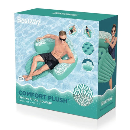 Inflatable Water Mattress Chair with Cup Holder, 145x120 cm