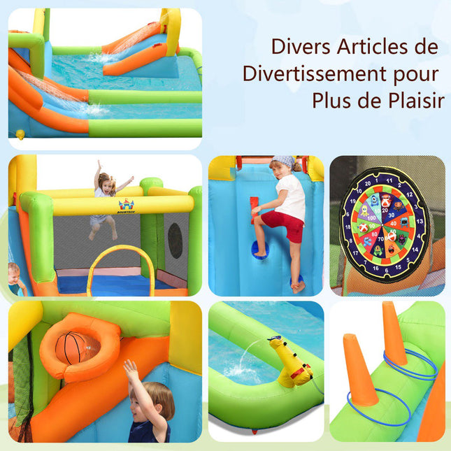 Inflatable Water Park Bounce House, Slide, 680W Blower