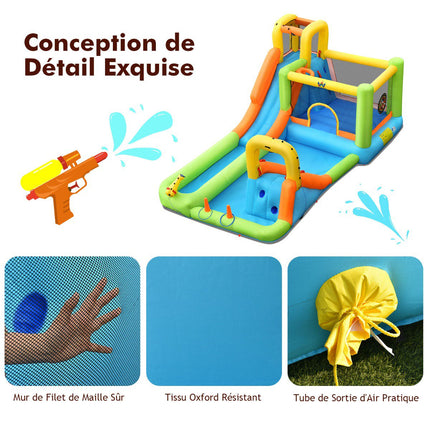 Inflatable Water Park Bounce House, Slide, 680W Blower