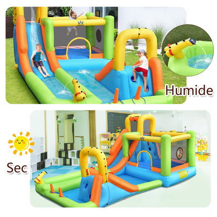 Inflatable Water Park Bounce House, Slide, 680W Blower