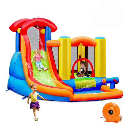 Inflatable Water Park Bounce House With Slide, Pool, Blower