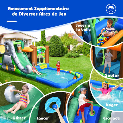 Inflatable Water Park With Slide, 580W Blower Included