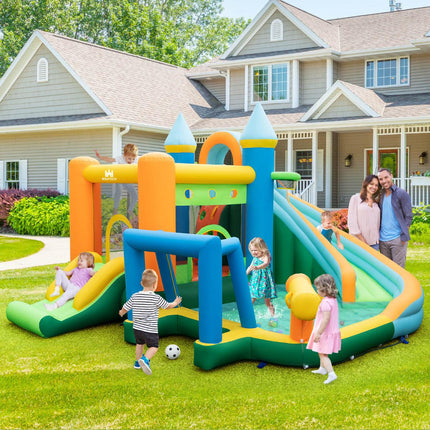 Inflatable Water Slide Bounce House, Dual Slides, Pool, No Blower