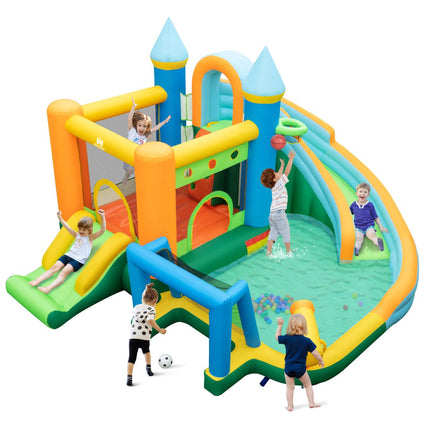Inflatable Water Slide Bounce House, Dual Slides, Pool, No Blower