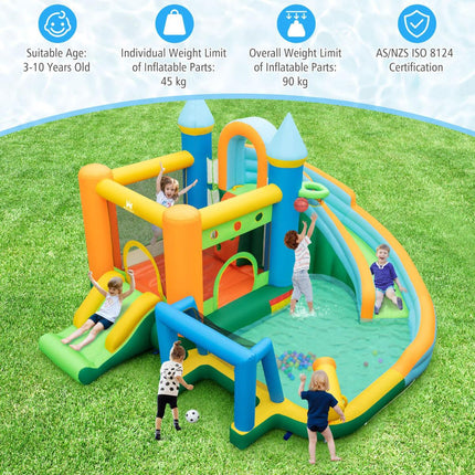 Inflatable Water Slide Bounce House, Dual Slides, Pool, No Blower