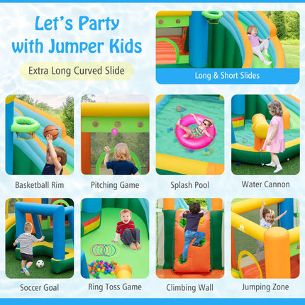 Inflatable Water Slide Bounce House, Dual Slides, Pool, No Blower