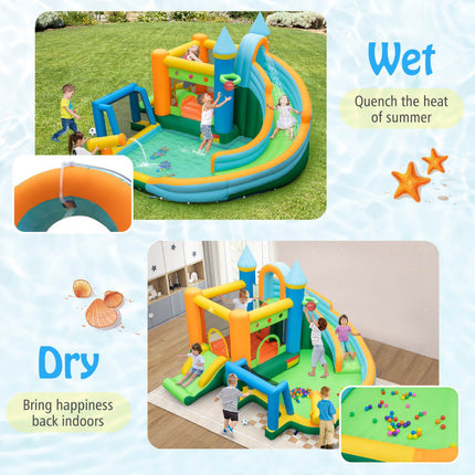Inflatable Water Slide Bounce House, Dual Slides, Pool, No Blower