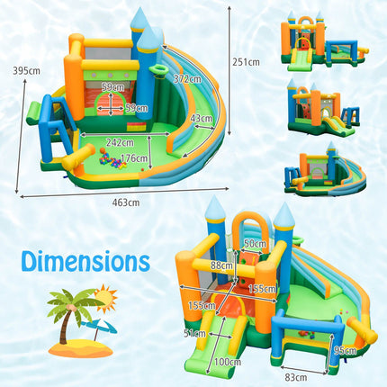 Inflatable Water Slide Bounce House, Dual Slides, Pool, No Blower