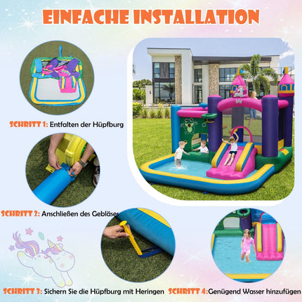 Inflatable Water Slide with Blower, 327x392x270 cm, Oxford Fabric