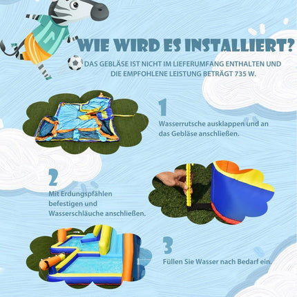 Inflatable Water Slide with Blower – Soccer Theme, Durable