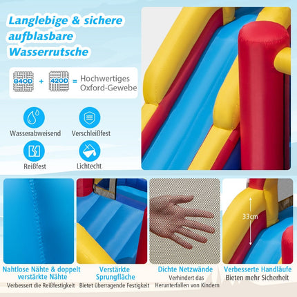 Inflatable Water Slide with Climbing Wall and Cannon