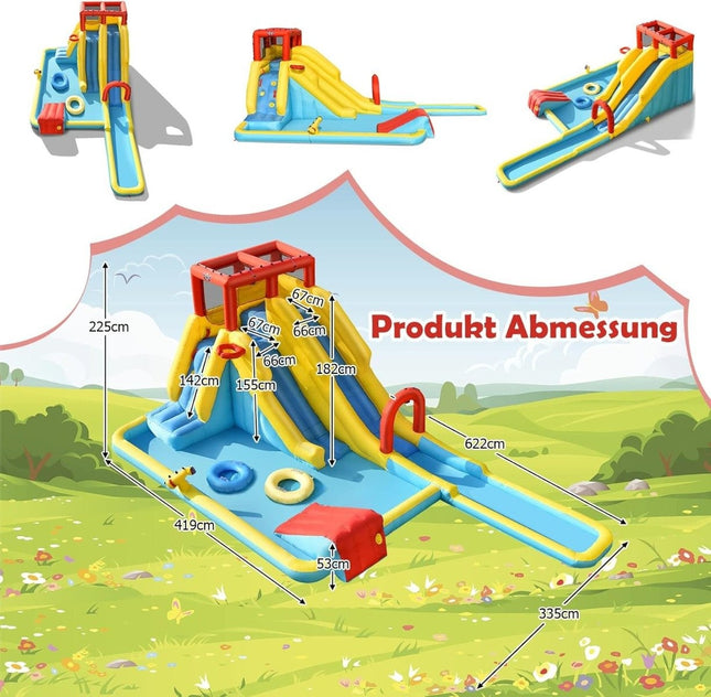 Inflatable Water Slide with Double Slide & Climbing Wall