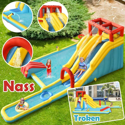 Inflatable Water Slide with Double Slide & Climbing Wall