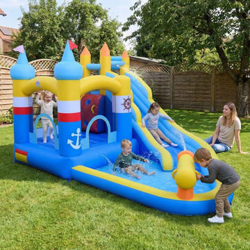 Inflatable Water Slide with Splash Pool, Cannon, Climbing Wall