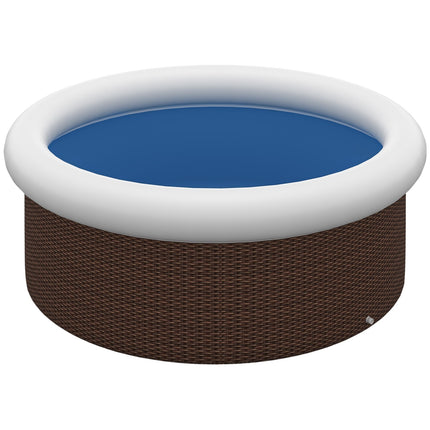 Inflatable above ground pool, rattan effect, 300 cm, brown