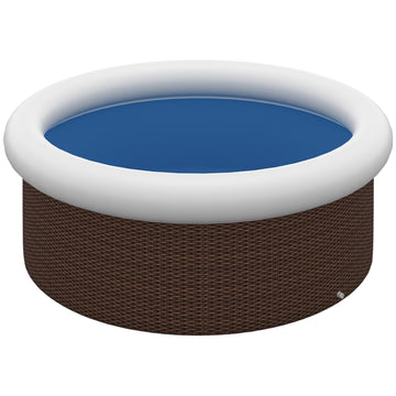 Inflatable above ground pool, rattan effect, 300 cm, brown