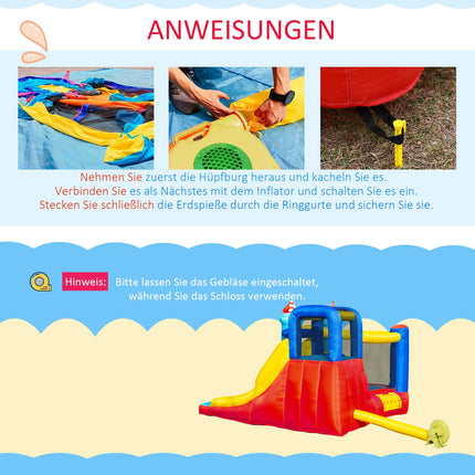 Inflatable bouncy castle and slide with blower for children