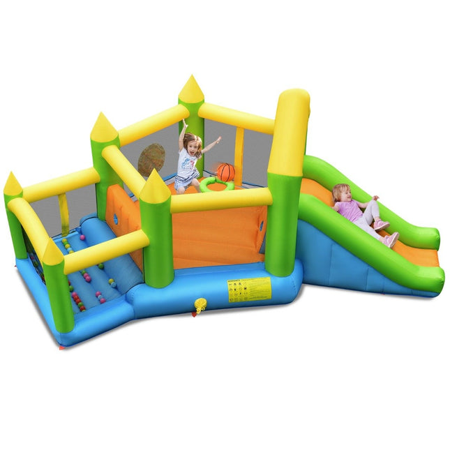 Inflatable bouncy castle with slide & ball pit & basketball hoop 477 x 241 x 208 cm (without blower)