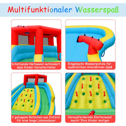 Inflatable bouncy castle with two water slides climbing wall 452 x 366 x 229 cm (bouncy castle only)