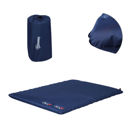 Inflatable camping mattress - Navy blue, PVC, 195x138x10 cm