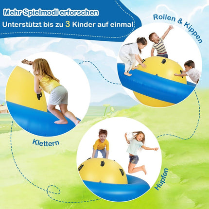 Inflatable dome seesaw for rolling & tilting & climbing & bouncing children's seesaw yellow + blue