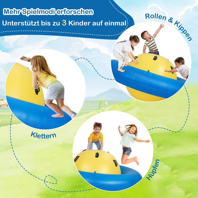 Inflatable dome seesaw for rolling & tilting & climbing & bouncing children's seesaw yellow + blue