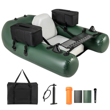 Inflatable fishing boat, inflatable boat, fishing boat with backrest, paddle boat, 157 x 114 x 35 cm