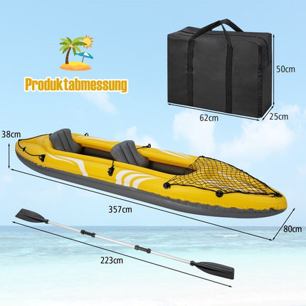 Inflatable kayak for 2 people tandem kayak with removable seats 357 × 80 × 38 cm