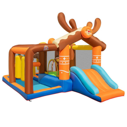 Inflatable reindeer bouncy castle with slide & 2 ball pits & throwing game 420 x 310 x 260 cm