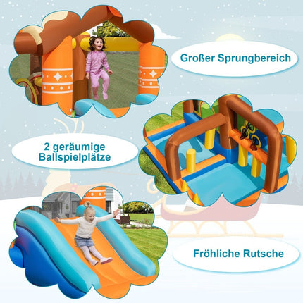 Inflatable reindeer bouncy castle with slide & 2 ball pits & throwing game 420 x 310 x 260 cm