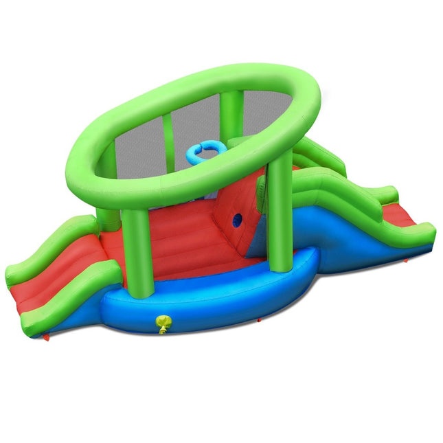 Inflatable snail bouncy castle with 2 slides & basketball hoop 410 x 190 x 197 cm