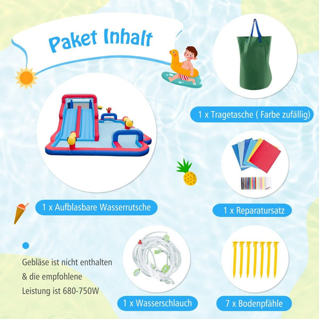 Inflatable water slide park huge bouncy castle with 2 long slides 644 x 405 x 210 cm