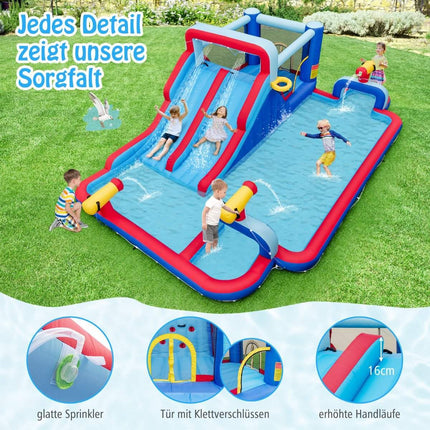 Inflatable water slide park huge bouncy castle with 2 long slides 644 x 405 x 210 cm