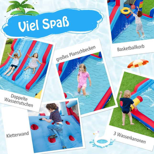 Inflatable water slide park huge bouncy castle with 2 long slides 644 x 405 x 210 cm