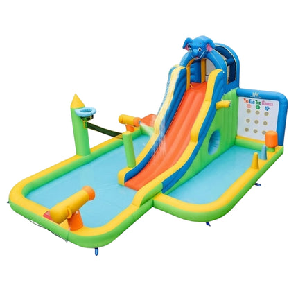 Inflatable water slide with paddling pool & climbing wall & water cannons without blower
