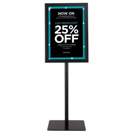 Information stand A3 height-adjustable removable poster stand silver/black 42 x 29.5 cm-black