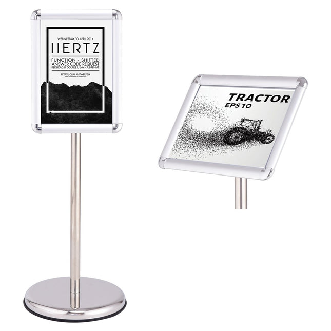 Information stand, information stand, poster stand, customer stopper made of metal, rotatable (A4)