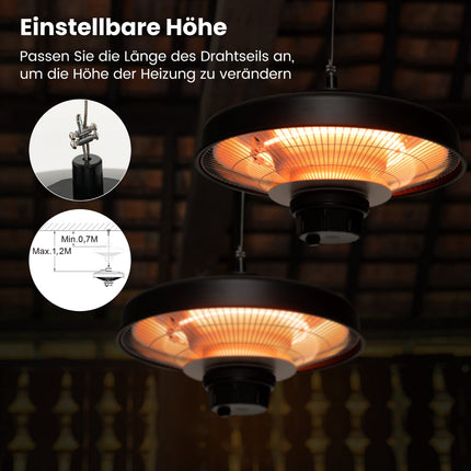 Infrared Ceiling Patio Heater 2000W, Remote Control, IP65