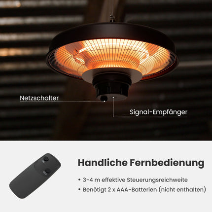 Infrared Ceiling Patio Heater 2000W, Remote Control, IP65