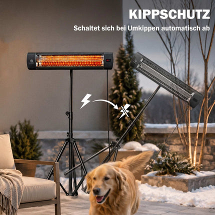 Infrared Patio Heater 2500W, Adjustable Stand, Remote Control