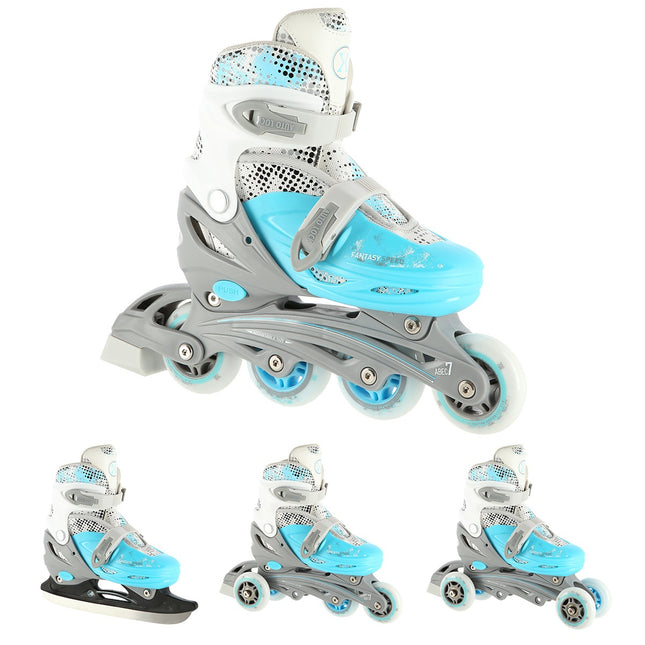 Inline/Ice Skates 4-in-1, Blue, Size S (31-34)