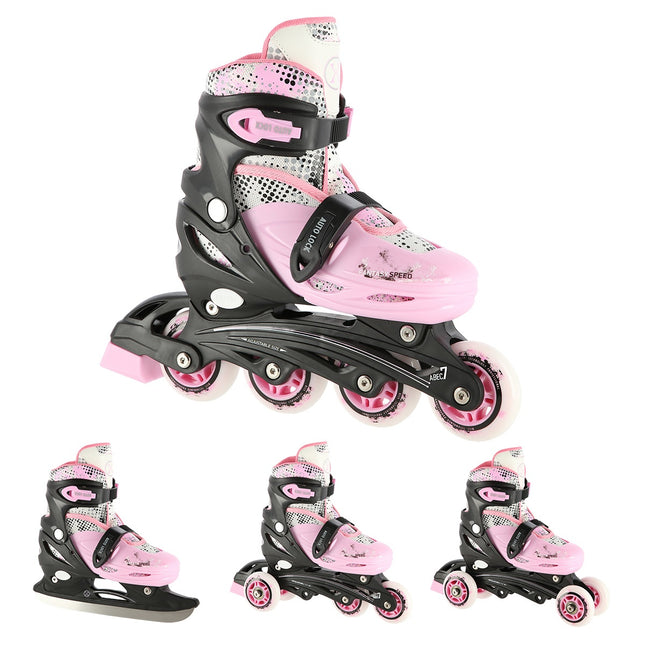 Inline/Ice Skates, 4-in-1, Pink, Size M (35-38)
