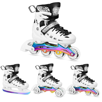 Inline/Ice Skates, 4-in-1, White LED, Size S (31-34)
