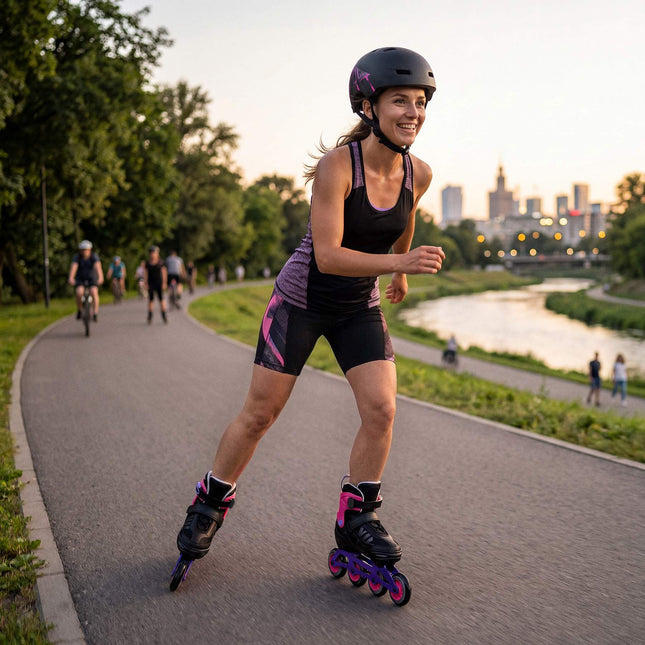 Inline Skates, Adjustable Size 42–45, Pink, ABEC 7