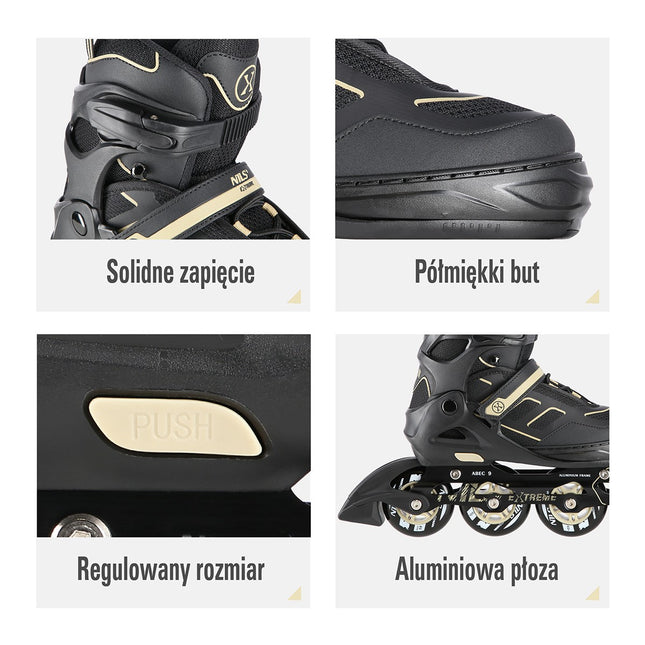 Inline Skates, Black-Beige, Size L