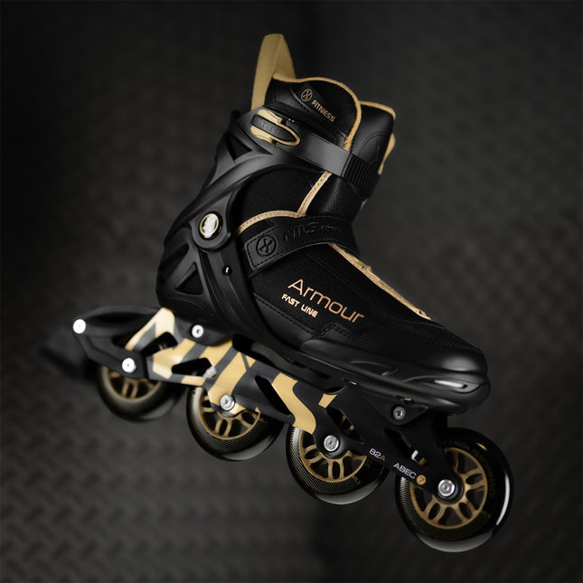 Inline Skates, Black Gold, Size 40, Protective Armour