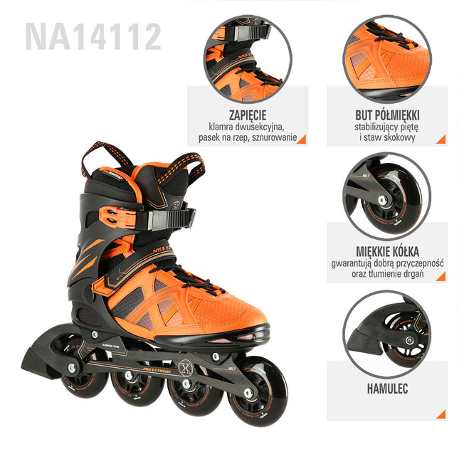 Inline Skates, Black-Orange, Size 42