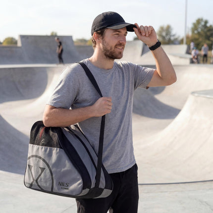Inline and Ice Skate Bag, 3 Compartments, Grey