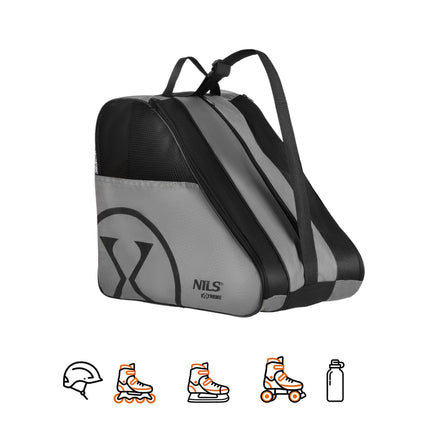 Inline and Ice Skate Bag, 3 Compartments, Grey