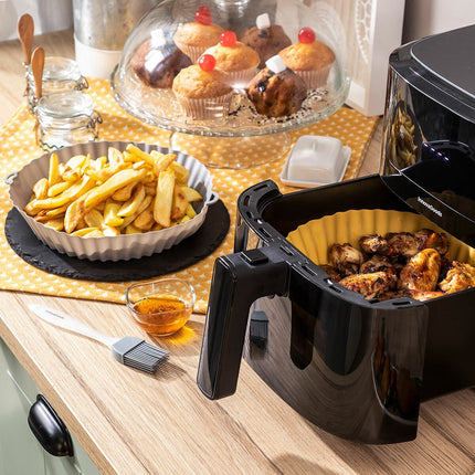 InnovaGoods 4 Silicone Air Fryer Baskets with Handles, 2 Kitchen Brushes